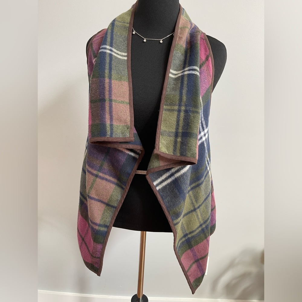 Natural Reflections Flannel waterfall Wool Blanket Vest jacket Sz M